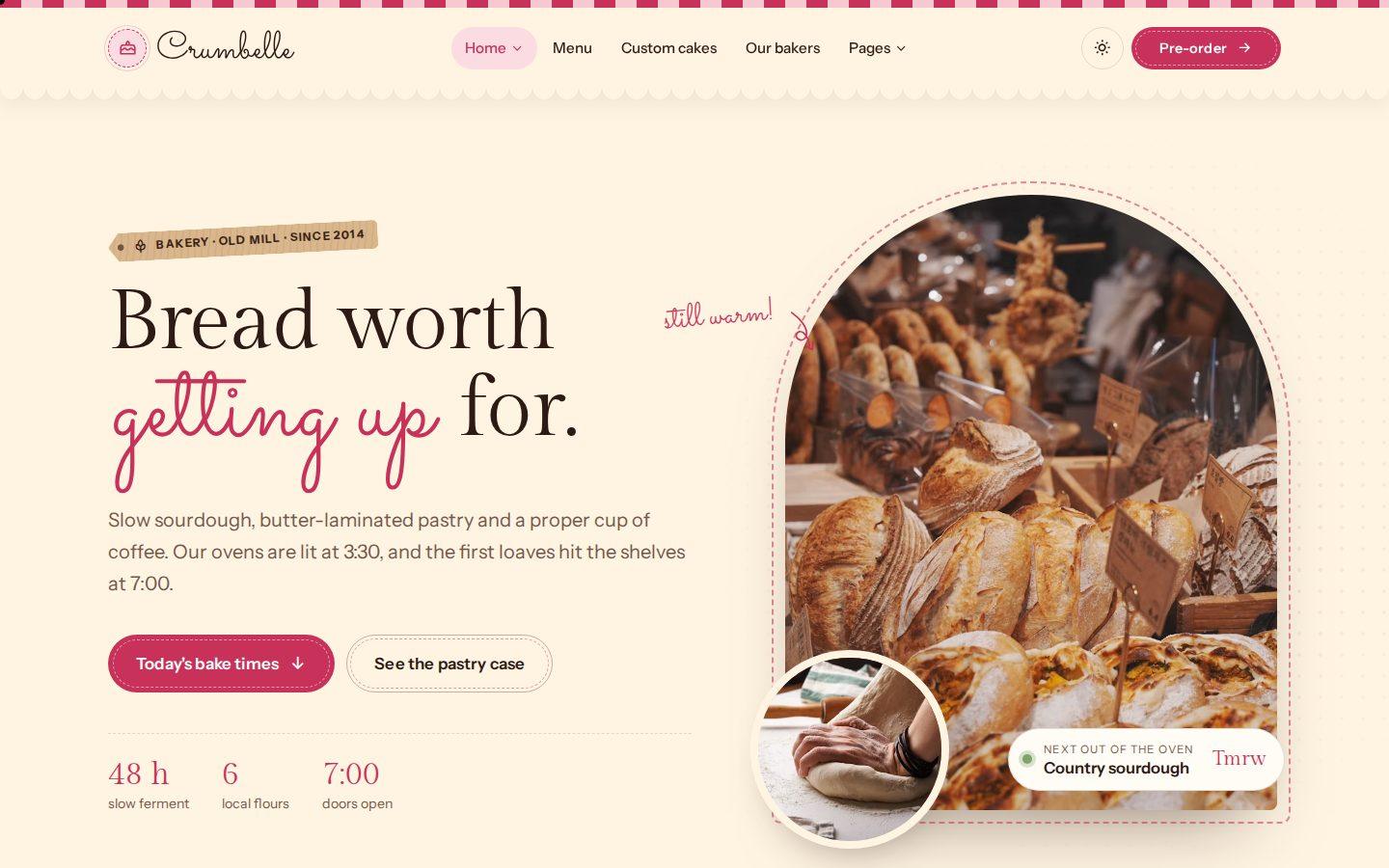 Crumbelle home page preview